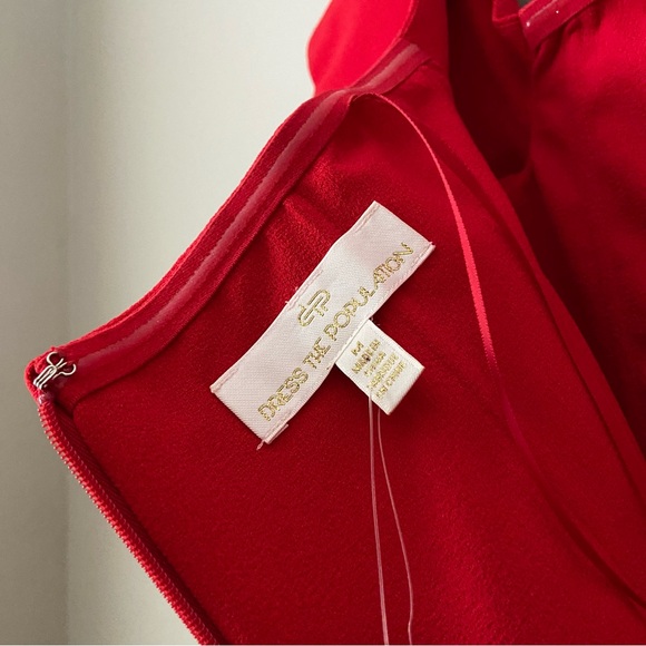 DRESS THE POPULATION Off Shoulder Cocktail Dress Red Size M - Picture 9 of 13